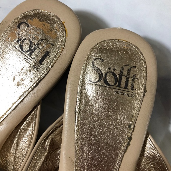 Sofft Brescia Nude Tan Block Heel Leather Sandals - Picture 4 of 8